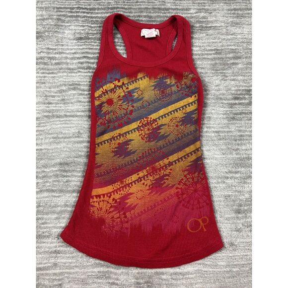 OP Top Juniors‎ Medium Red 7-9 Waffle Knit Beater Tank Sleeveless Ocean Pacific - Picture 1 of 10